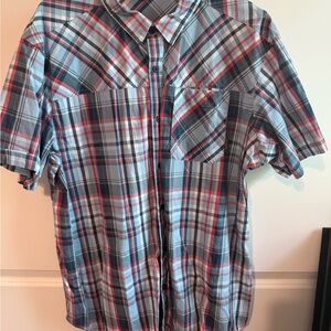 Columbia Blue and Red Casual Button Down Shirt Size 2XL XXL